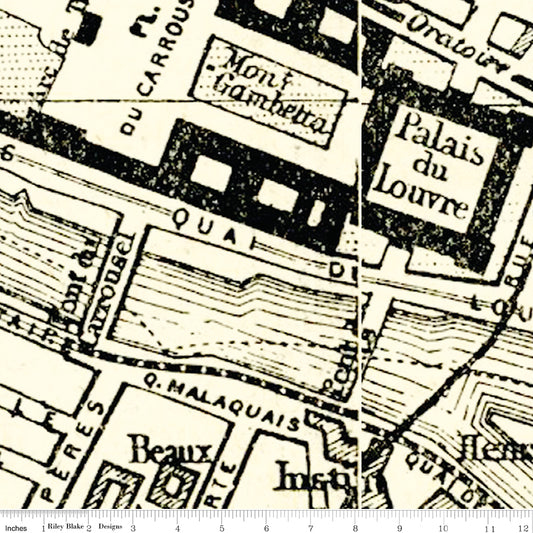 Couturiere Parisienne City Map Cream Panel