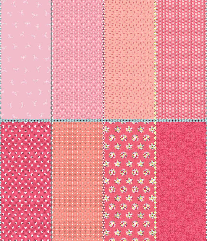 Paper Daisies Pink Fat Eighth Panel
