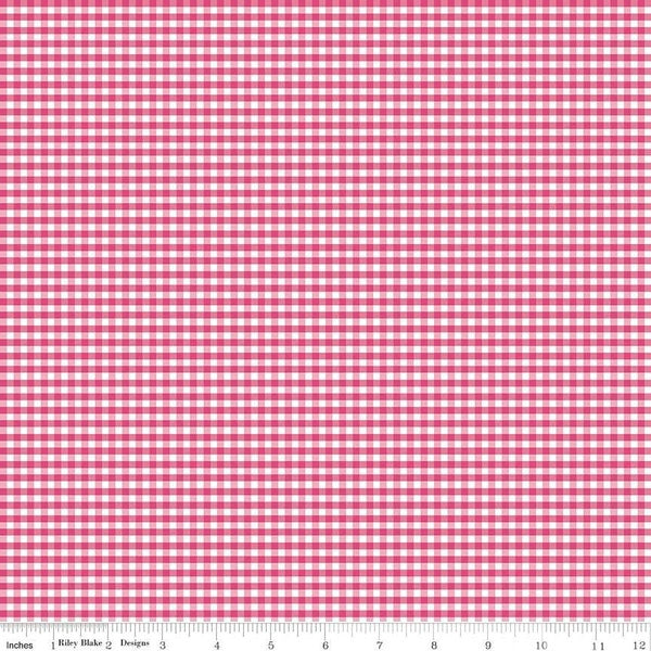 1/8" Small Gingham Check Hot Pink