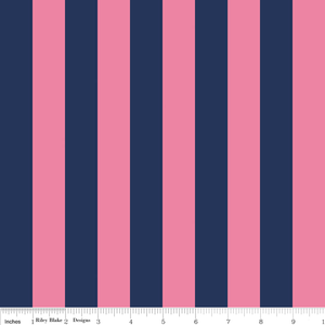 1" Stripe Navy/Hot Pink
