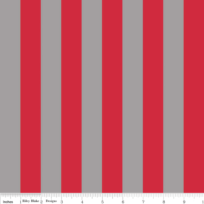 1" Stripe Red/Gray