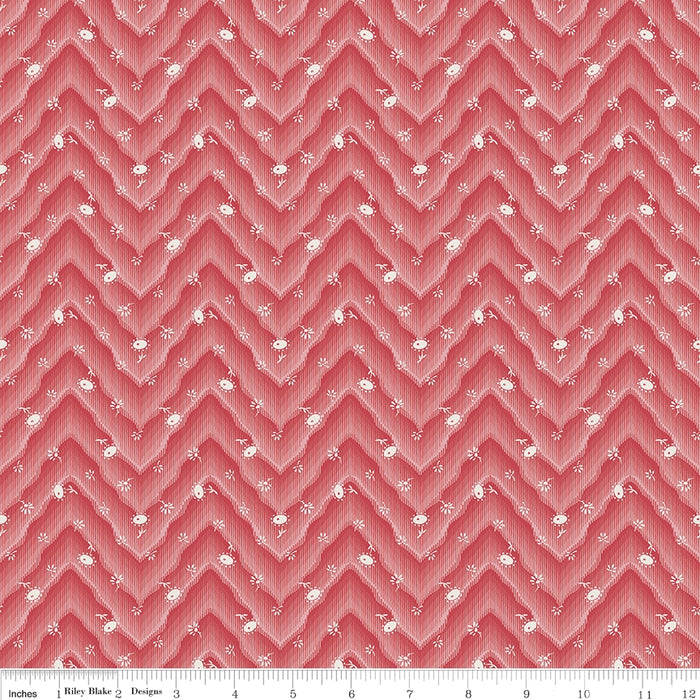 Floral Hues Chevron Red